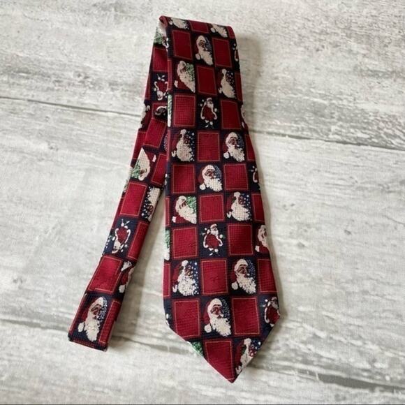 Silk Christmas Tie Black Brown Santa Ferrell Reed Derringers Vintage Christmas - Picture 6 of 7
